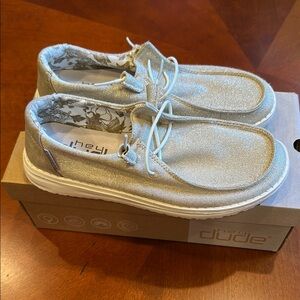 Hey Dude Sparkling Beige Loafers Size 7